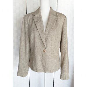 Together Blazer Size 10 Beige Tan Tweed Coat Academia Career Clean Girl Preppy